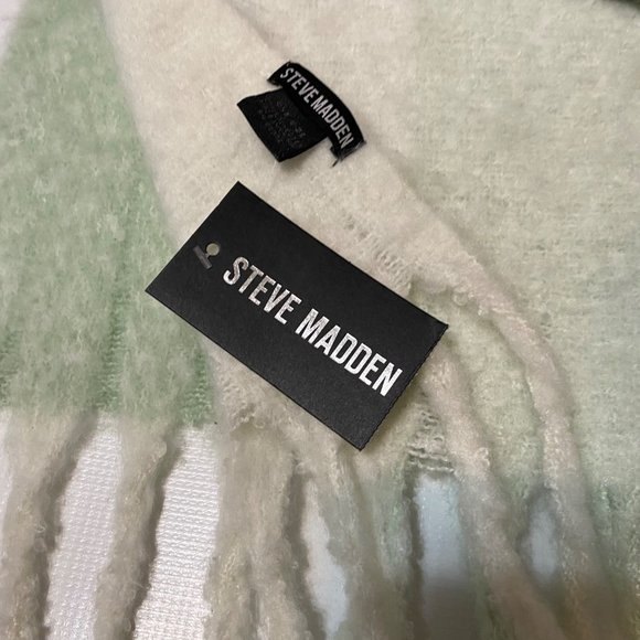 Steve Madden Lime Striped Plaid Muffler - Picture 9 of 16